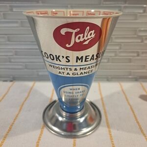 Tala Cooks Dry Measure Tin Cone Cup Food, Blue Silver Retro Style